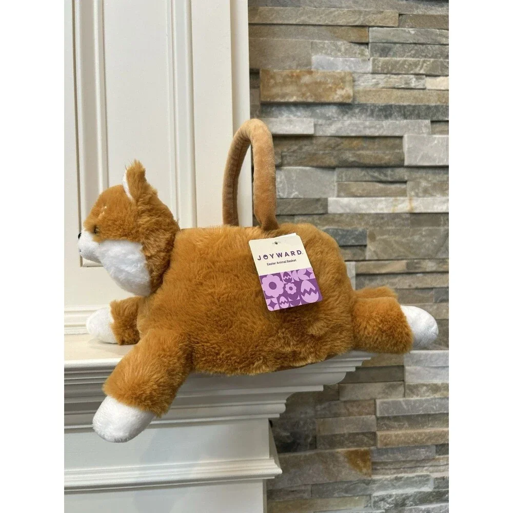 Joyward Plush Brown Dog Easter/Gift/Birthday Animal Basket  9x14 in Kids Decor